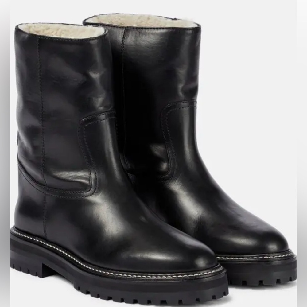 NEW Jimmy Choo Black Soft Vachetta Leather Shearling Ankle Boots